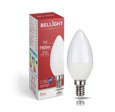 BELLIGHT LED  180-260V C35 9W E14 830lm neutrálna sviečka