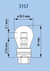 Vosla Žiarovka 12,8V 27/7W (3157) W2,5x16q