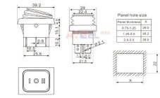 Vypínač kolískový 250V/ 2x16A červený podsvietený - IRS203-6