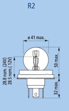 AUTOLAMP Žiarovka 12V 45/40W R2 P45t