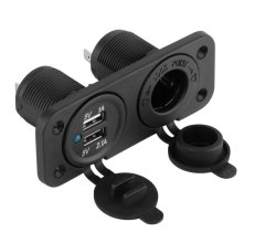 autozapalovač 2x zásuvka- panelová 2xUSB 3,1A