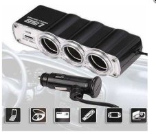 Autozapalovač - redukcia 3x zásuvka+USB-káblová
