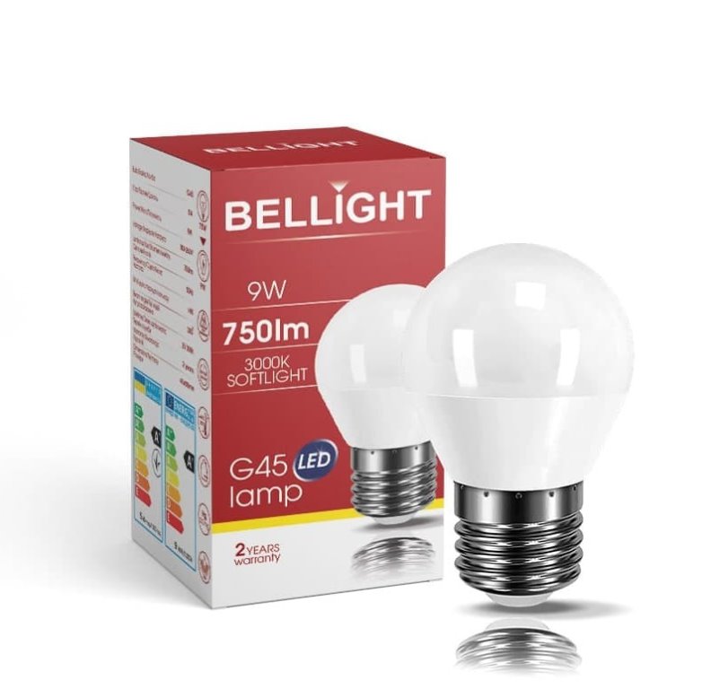 BELLIGHT LED 180-260V G45 9W E27 830lm teplá biela iluminačka BELLIGHT LED 180-260V G45 9W E27 830lm teplá biela iluminačka