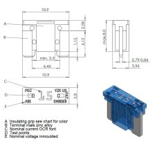 ELED MINI-nízka poistka 20A-58V - žltá
