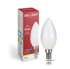 BELLIGHT LED  180-260V C35 9W E14 830lm teplá biela sviečka