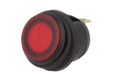 Vypínač kolískový - okrúhly - červený-podsvietený 12V 20A