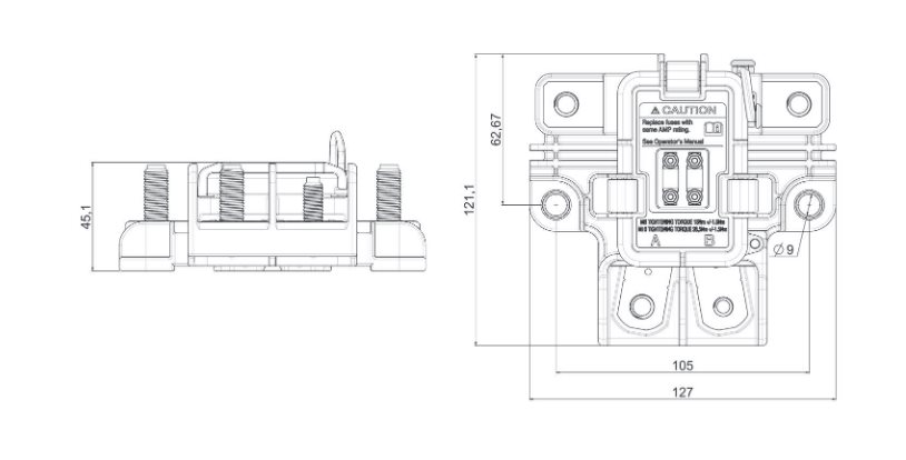MTA Skrinka, držiak vodeodolný pre 2 MEGA poistky  + krytka