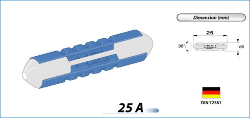 Biffi&Premoli Valcová poistka  25A - modrá