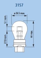 Vosla Žiarovka 12,8V 27/7W (3157) W2,5x16q