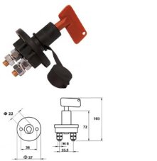 Odpojovač batérie 12V 1000A (500A/24V) + kľúč