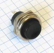 Spínač tlačítkový - okrúhly - čierny