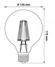 LED 230V 8W E27 950lm CLARO G125 retro