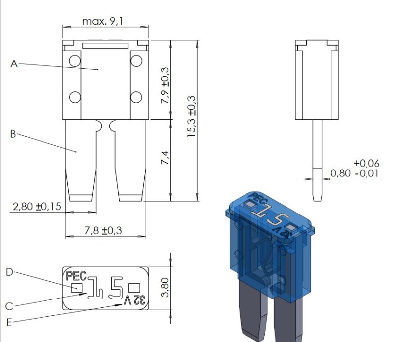 ELED Micro II úzka nožová poistka 25A - biela