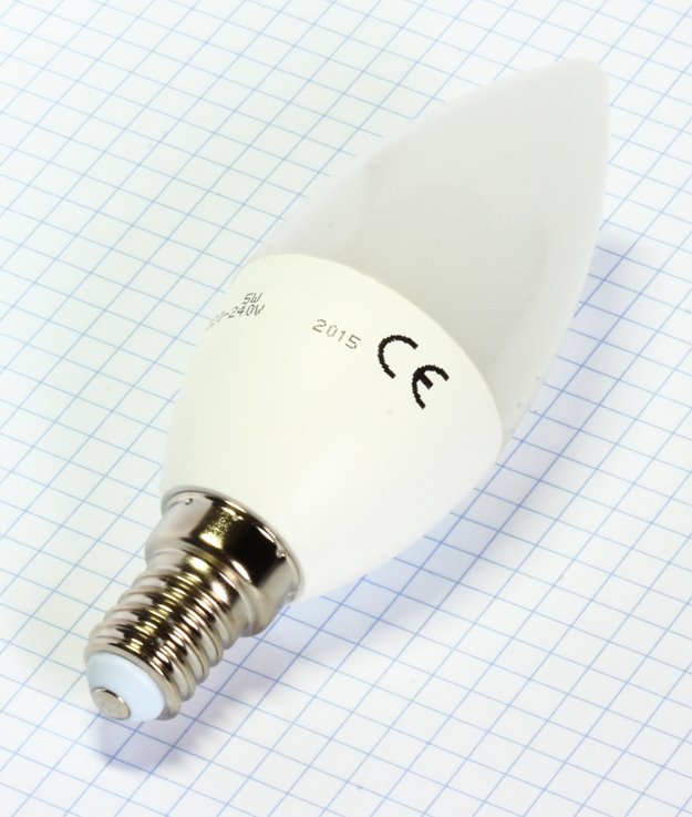 BELLIGHT LED 220-240V C35 5W E14 370lm studená denná biela sviečka