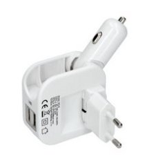 Autozapalovač - nabíjačka 230v/12v - 2x USB 2400mA