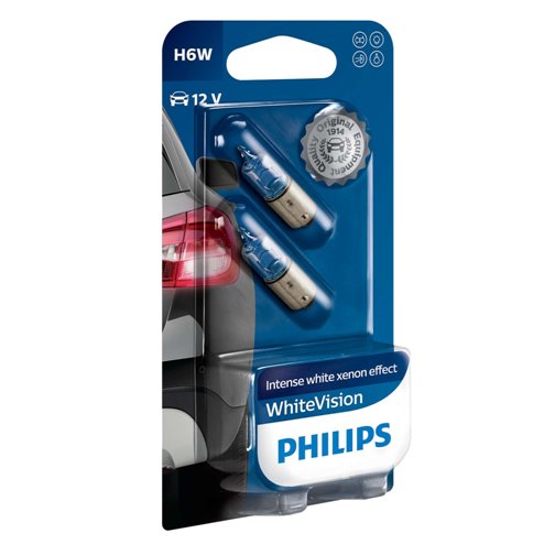 PHILIPS Žiarovka 12V H6W 6W BAX9s WhiteVision - 2ks