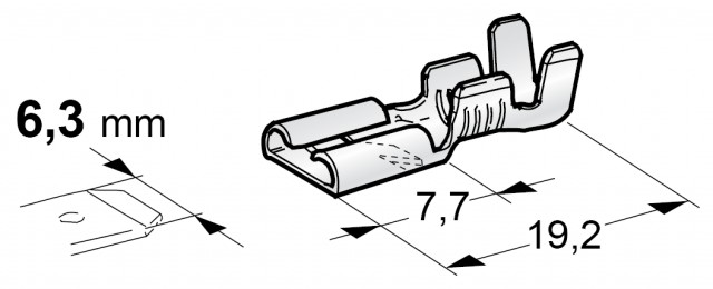 MTA Dutinka plochá 6,3mm mosadzná