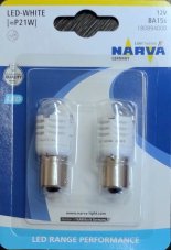 NARVA  LED P21 White 12V BA15S-blister 2ks  RANGE PERFORMANCE