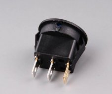 Vypínač kolískový - okrúhly - 12V/24V 20A červený podsvietený