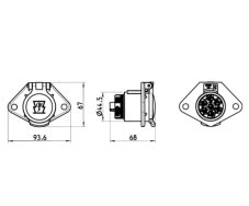 Erich Jaeger Zásuvka 24V/7 pólov s tesnením - ALU